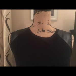 AllSaint Leather Trimmed Mini Dress